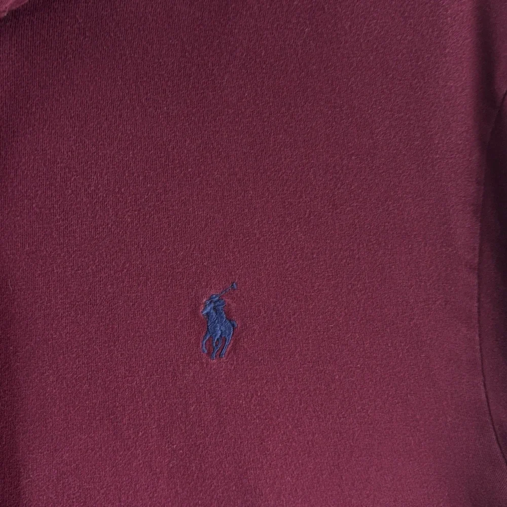 Polo Ralph Lauren Hooded Jersey T Shirt Mens Size Large Burgundy Casual Preppy‎